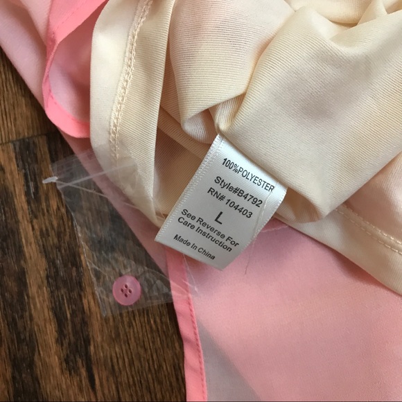 Pink ombré long sleeved shift dress w/ cross back - Picture 6 of 7